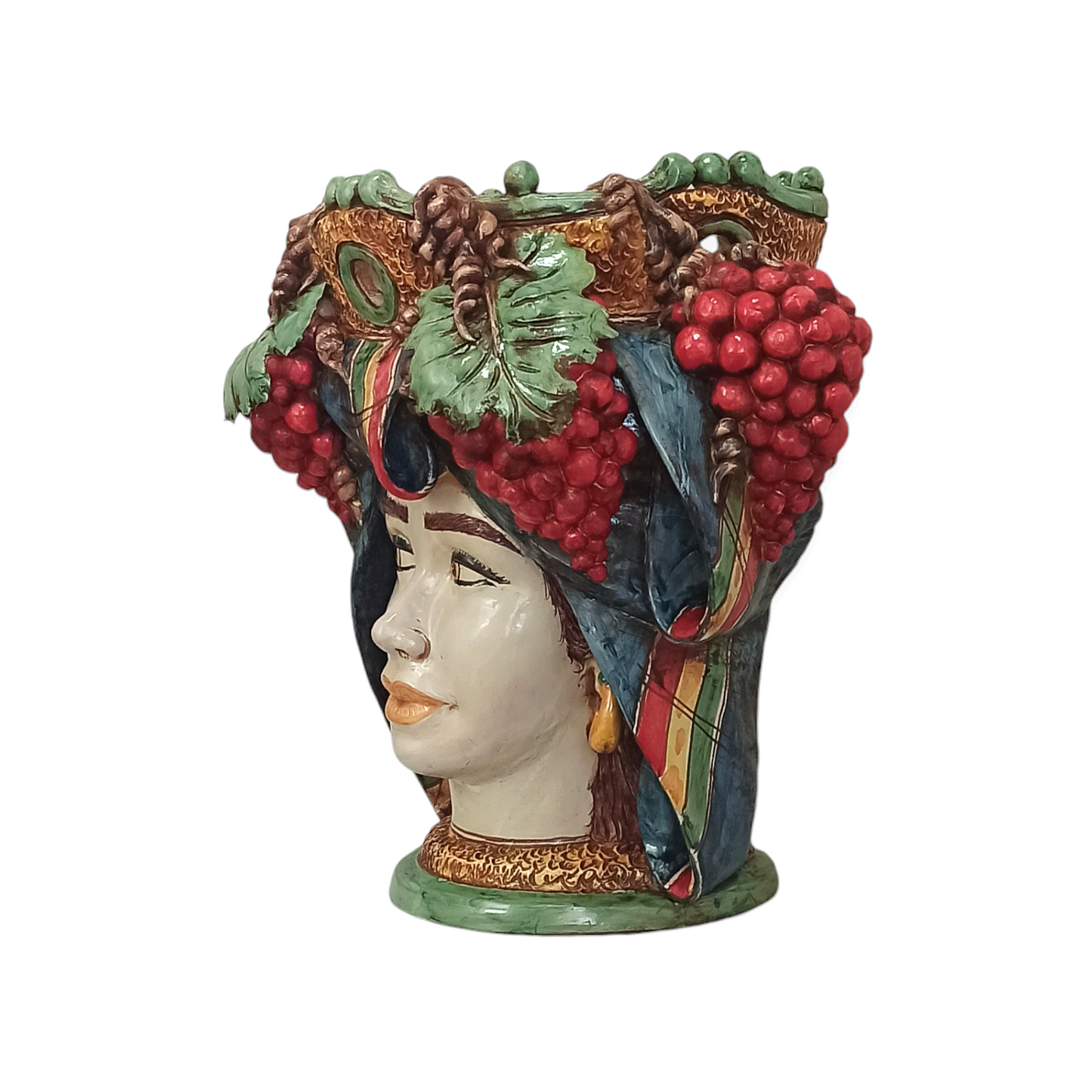 Teste di Moro h.42cm Artigianali in Ceramica Siciliana di Caltagirone