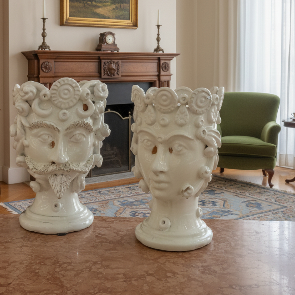 Teste di Moro 33cm in Ceramica Siciliana di Santo Stefano di Camastra