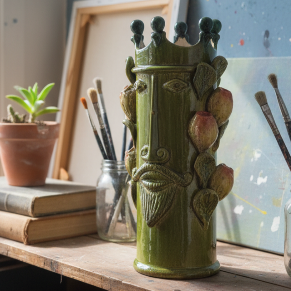 Testa di Moro Paladino 50cm in Ceramica Siciliana di Santo Stefano di Camastra