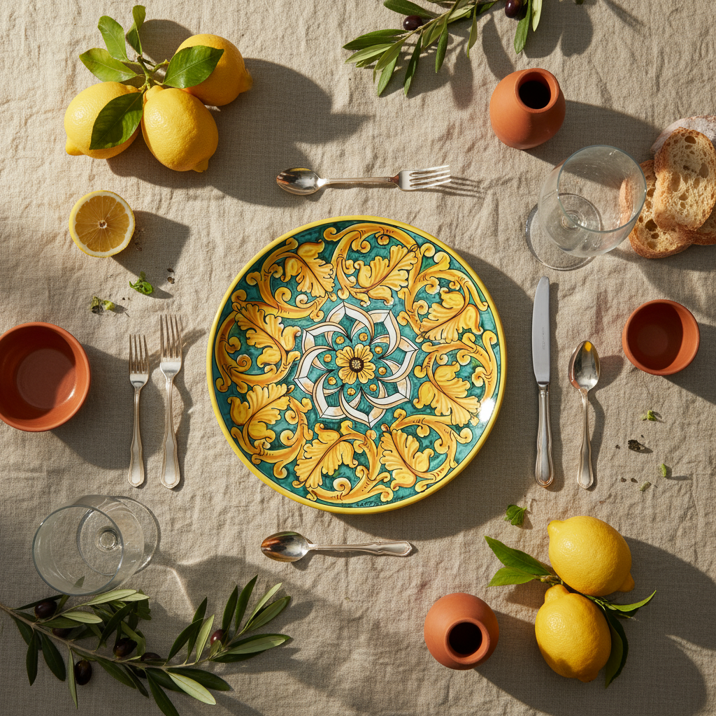 Piatto da portata in ceramica di Caltagirone per la tavola