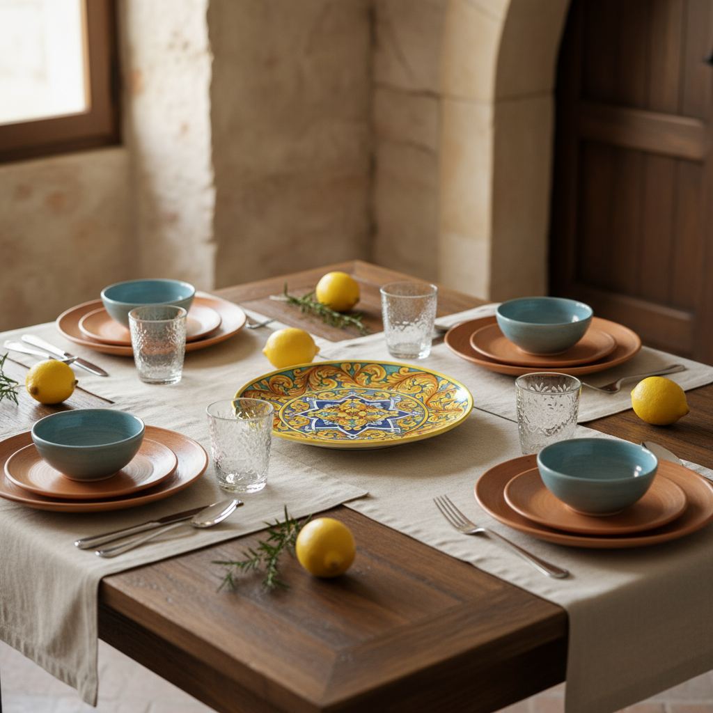 Piatto artigianale decorato per la tavola di Caltagirone