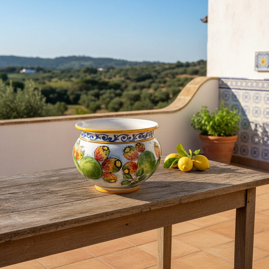 Portapiante in maiolica per terrazzi