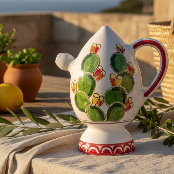 【中古】 Folclore Siciliano CompagniaFolkDiTaormina Decorated Sicilian jug Bummolo Malandrino | Ceramic Made in Italy