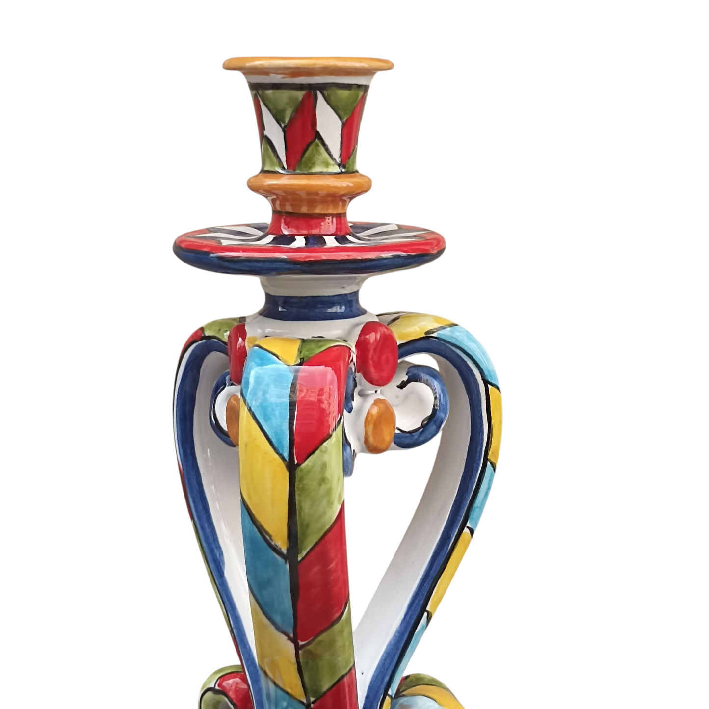 porta candele maiolica siciliana decorata
