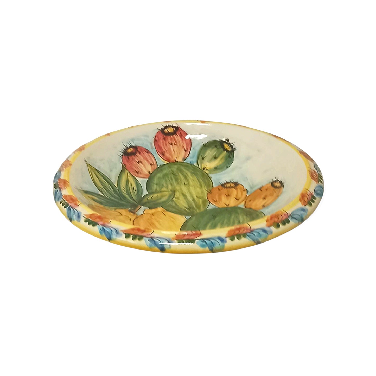 fruttiera in maiolica siciliana decorata