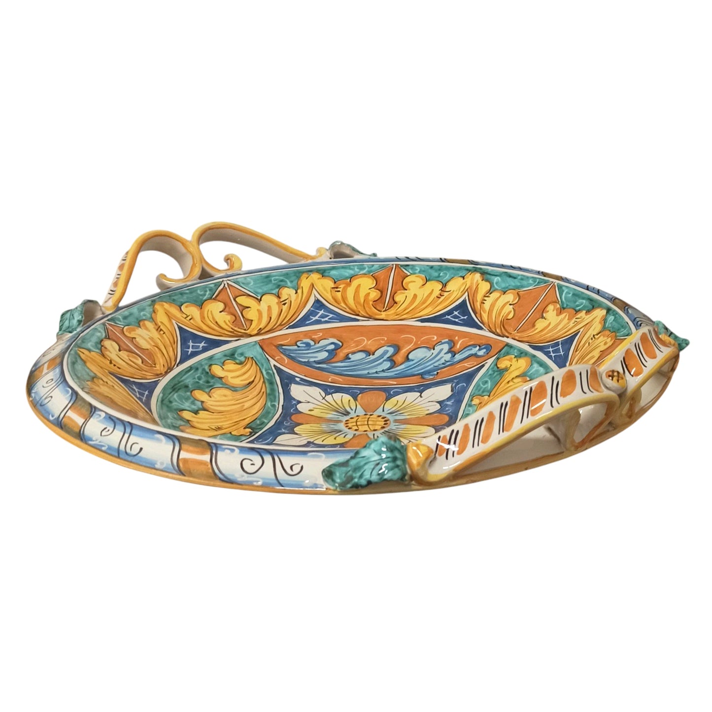 centrotavola in maiolica decorato a mano