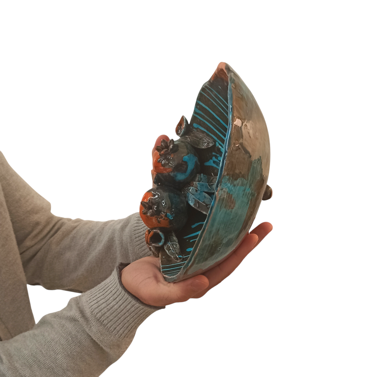 porta frutta in ceramica moderna blu