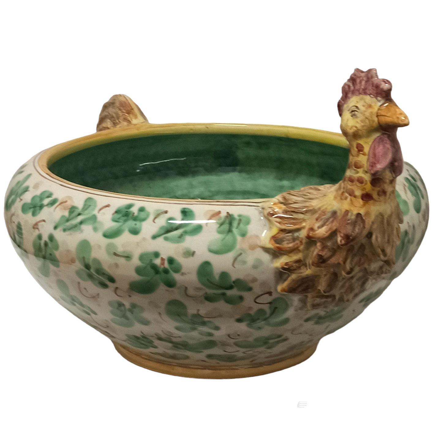 centrotavola artigianale a forma di gallo, ceramica tradizionale