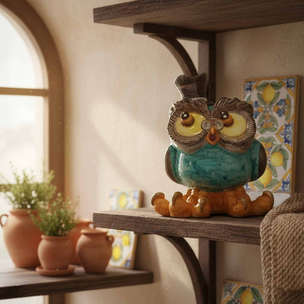 Gufetto in ceramica Siciliana di Caltagirone