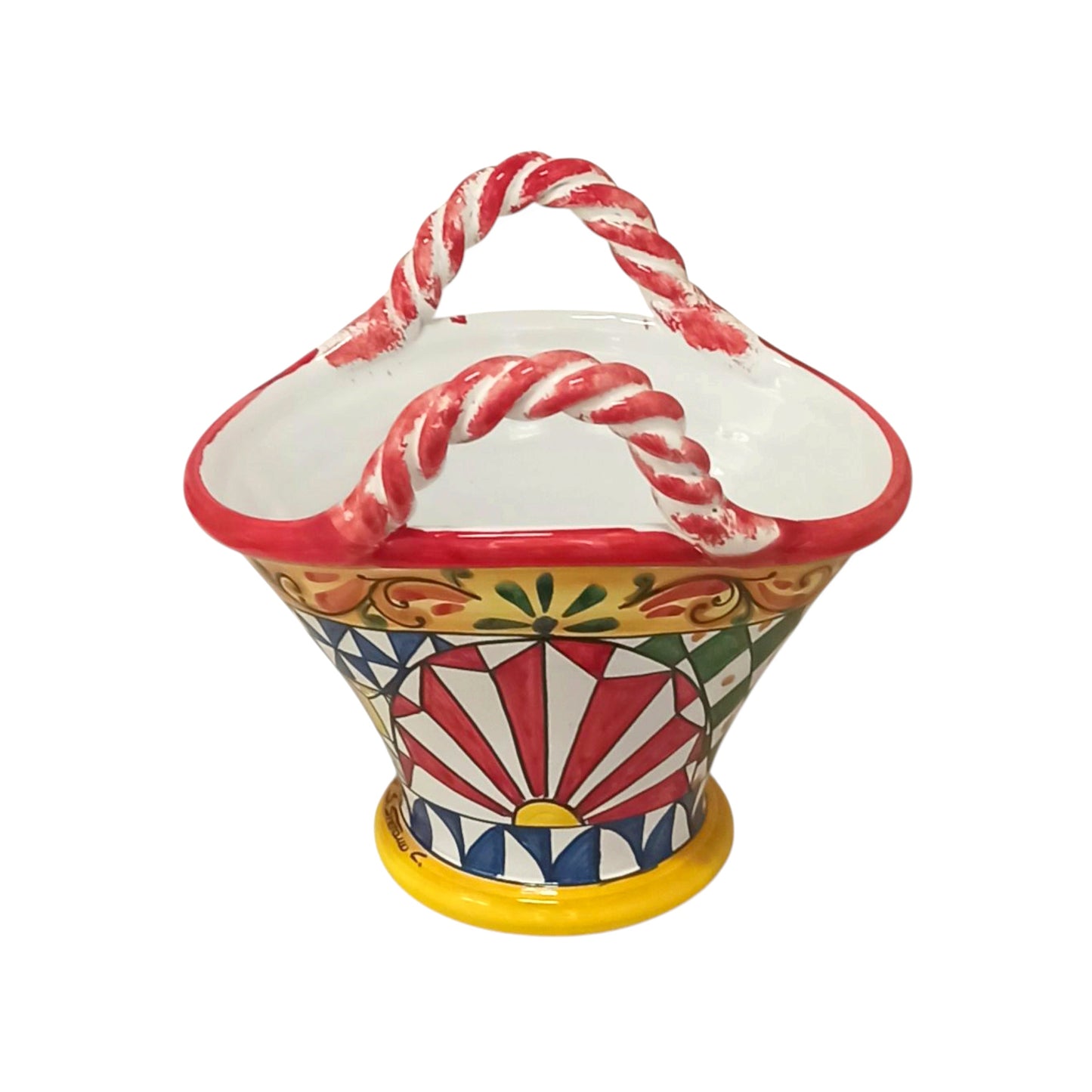 porta frutta decorato in ceramica siciliana
