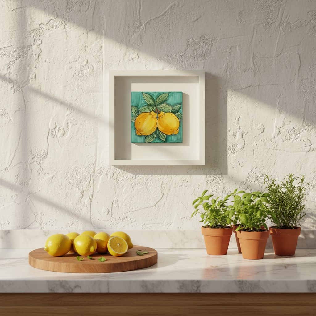 Cornice 27cm in Maiolica Siciliana decoro Limoni