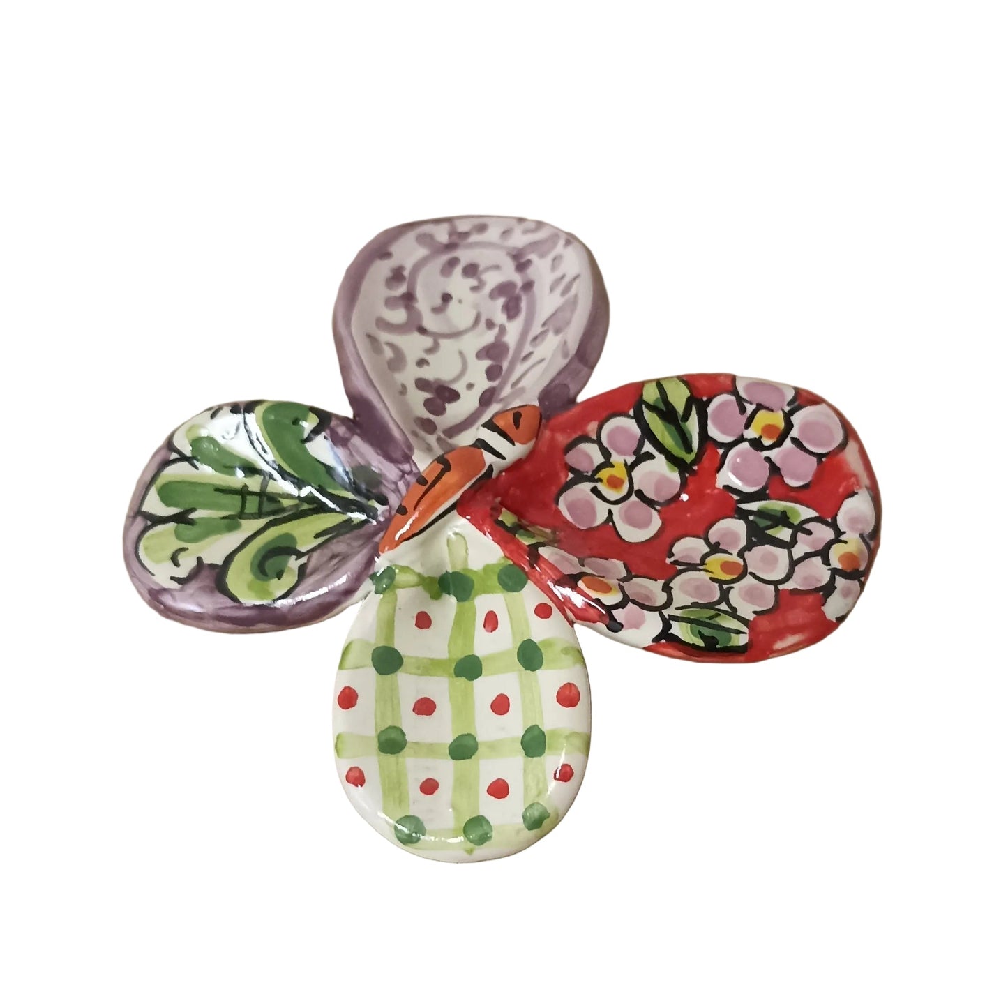 farfallina colorata in maiolica decorata