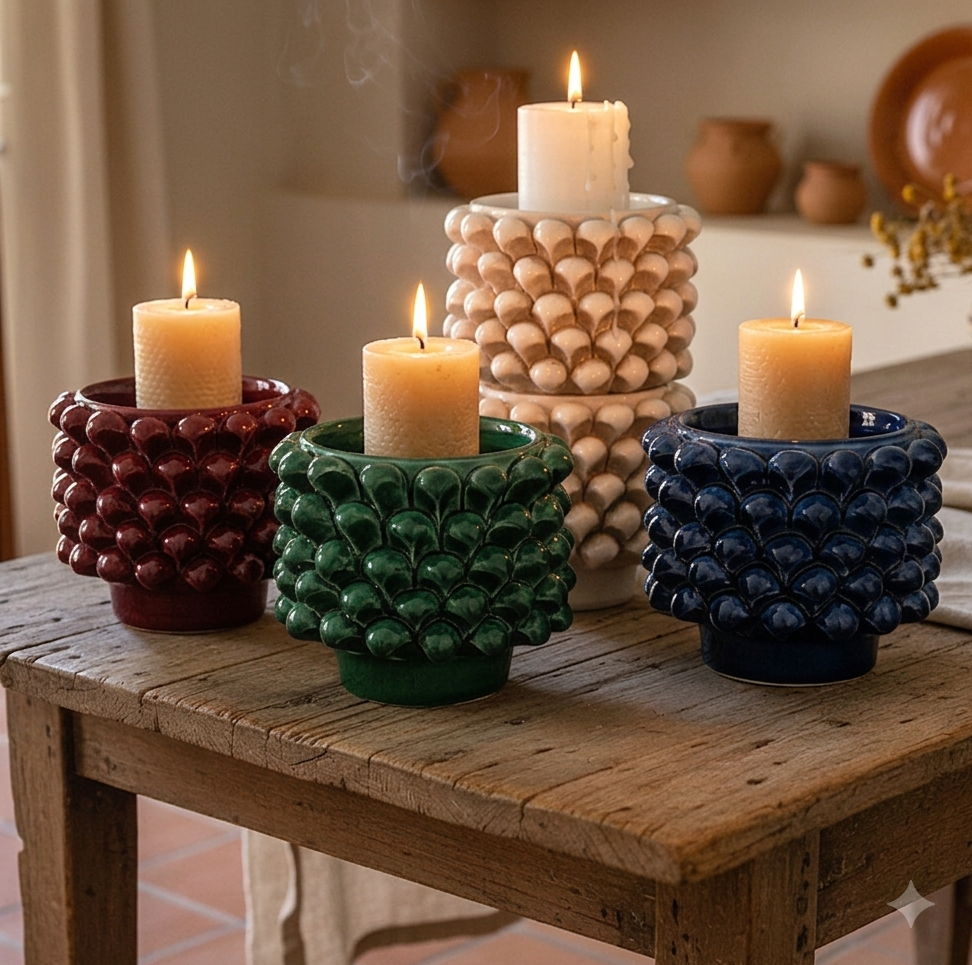 handcrafted Sicilian ceramic candle holder