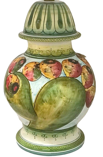 Base lume in ceramica siciliana decoro cactus