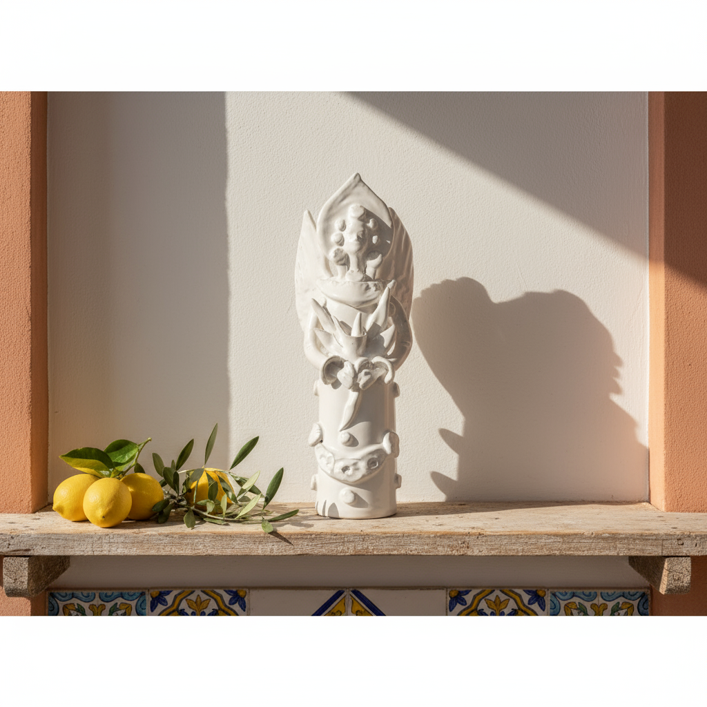 Sicilian Ceramic ''Matrangela'' 43cm in majolica from Santo Stefano di Camastra