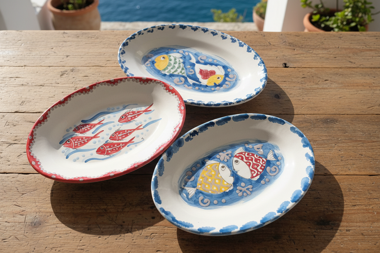 piatto in maiolica decorato