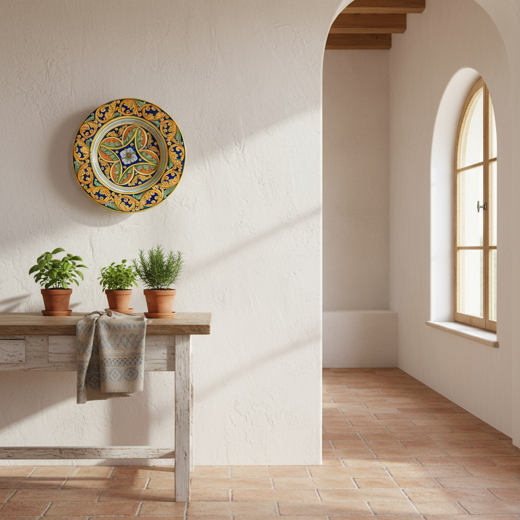 Piatto maiolica decorata Caltagirone