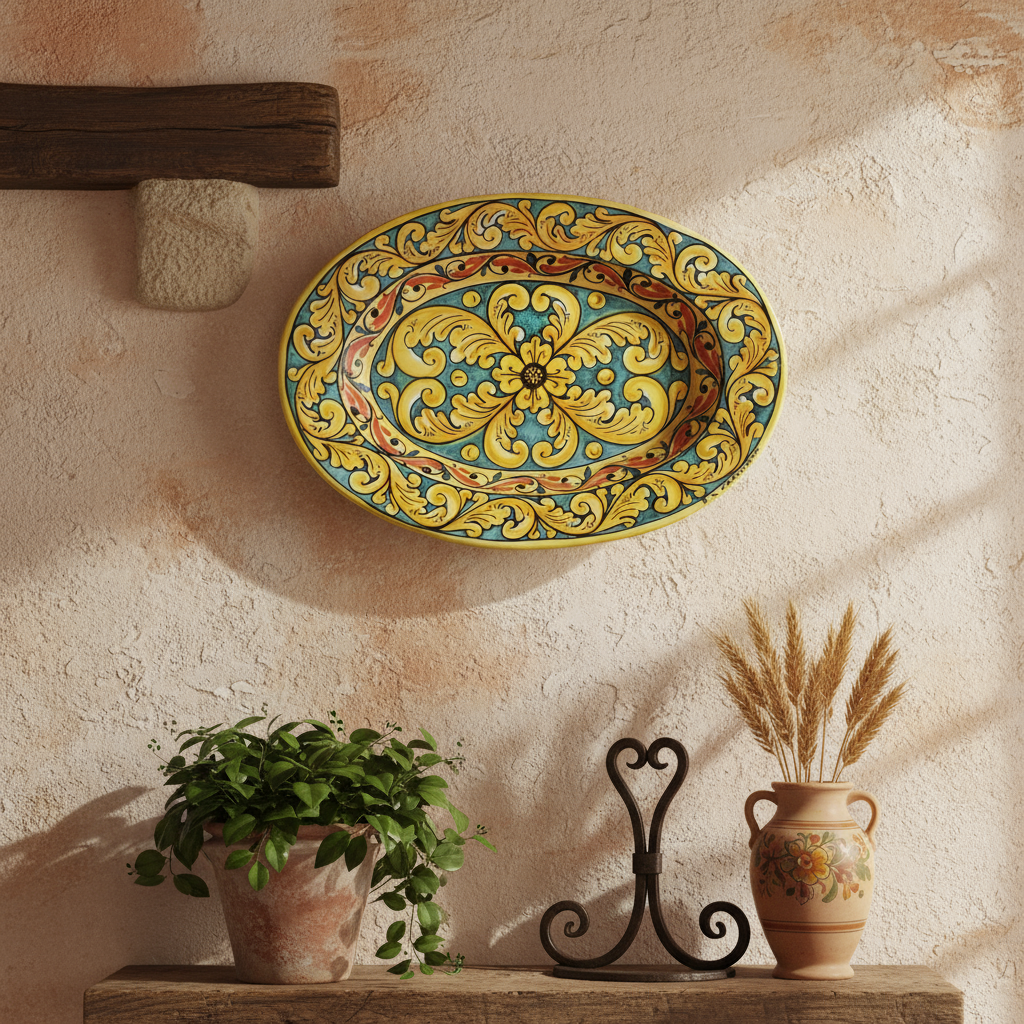 piatto ovale ceramica caltagirone