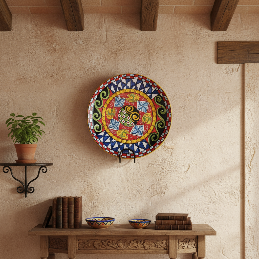 piatto maiolica artigianale decorato a mano