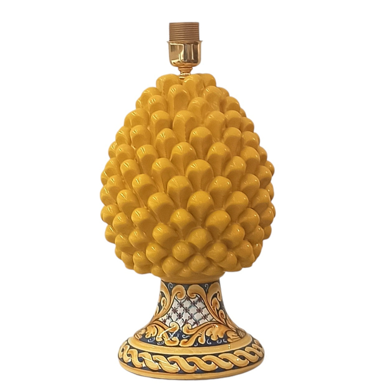 lampada pigna siciliana in ceramica decorata