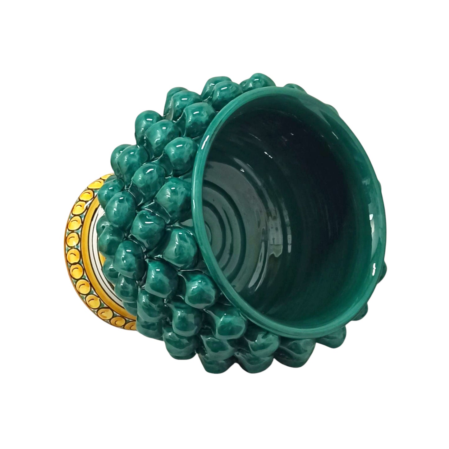 vaso pigna verde in ceramica siciliana