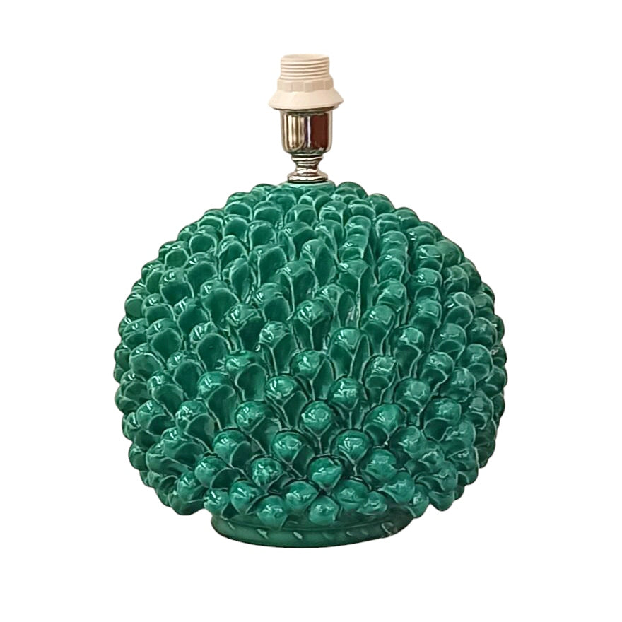 lampada pigna verde in ceramica siciliana di Caltagirone