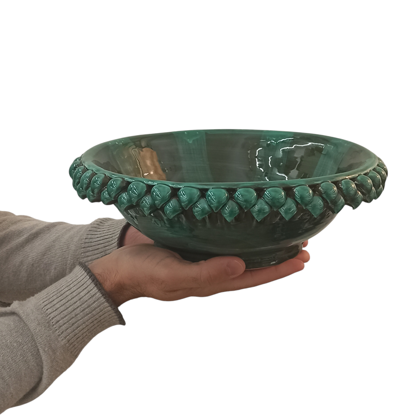 centrotavola in ceramica siciliana verde