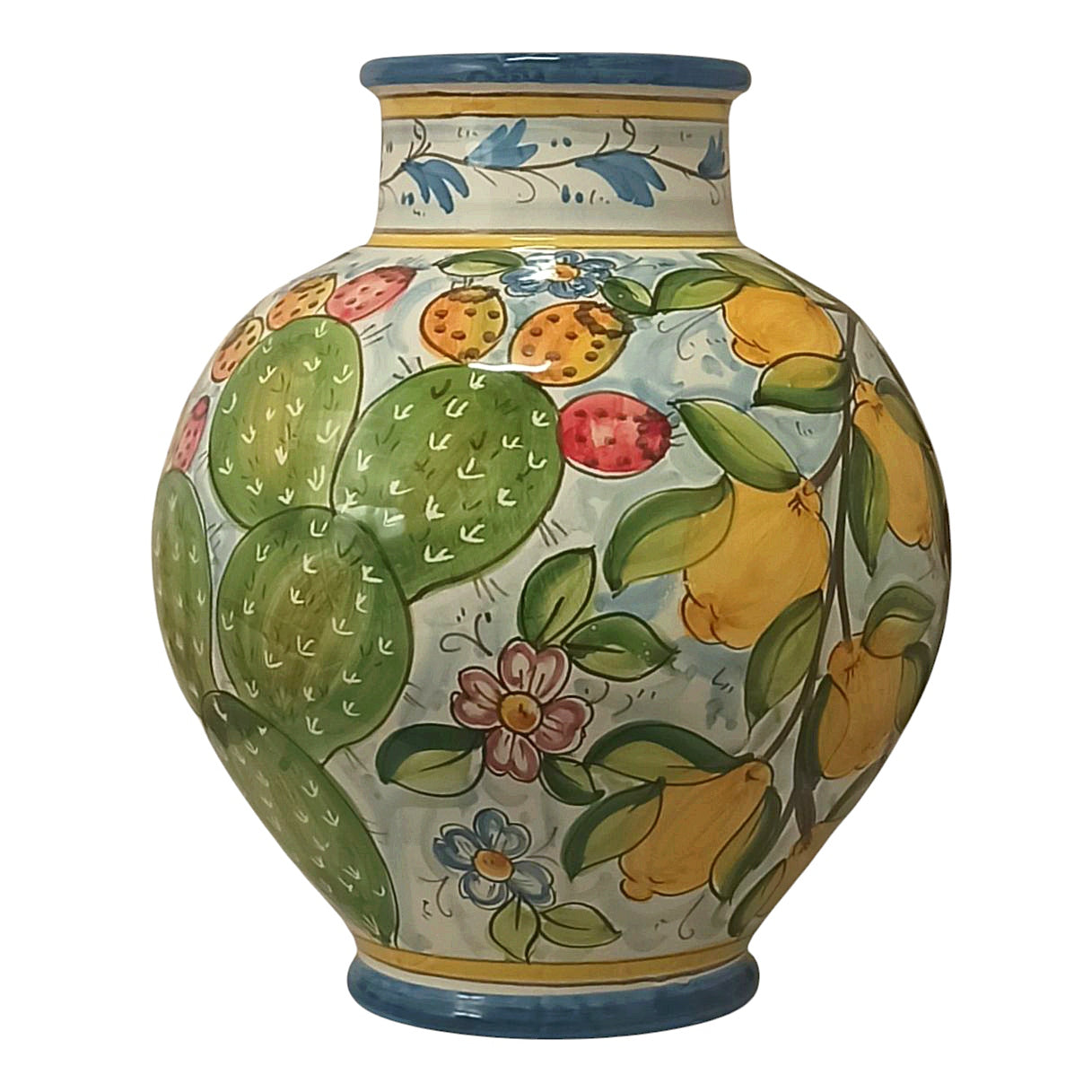 porta fiori decorato ceramica siciliana