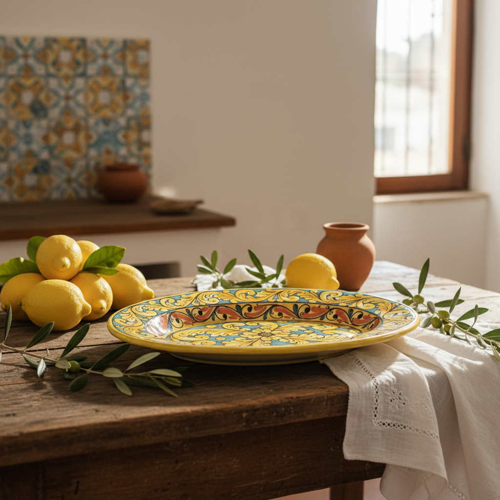piatto da portata in maiolica di caltagirone