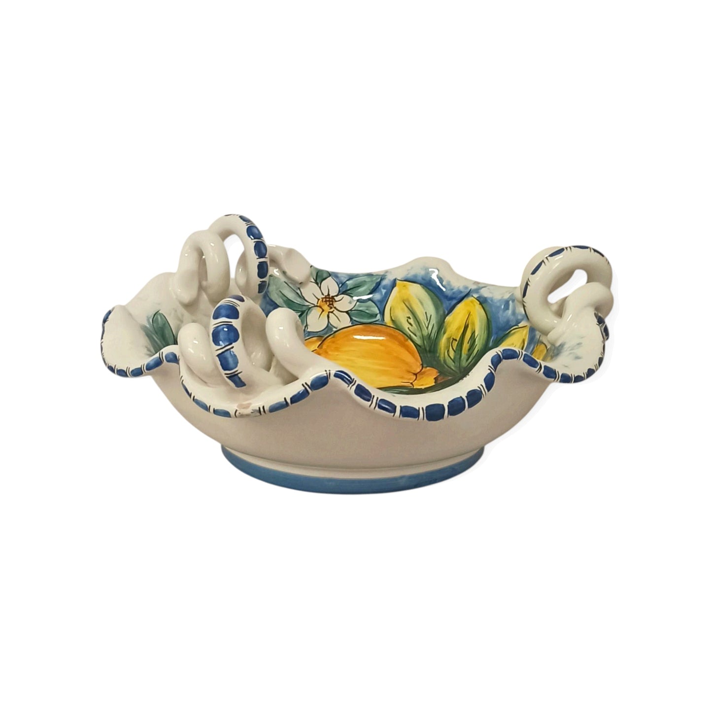 centro tavola con manici ceramica siciliana