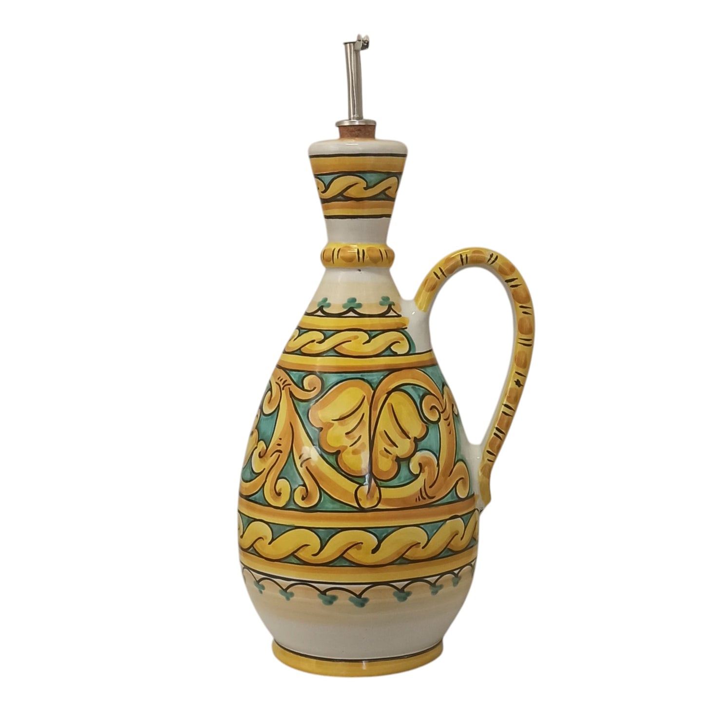 oliera decorata a mano in ceramica siciliana di Caltagirone