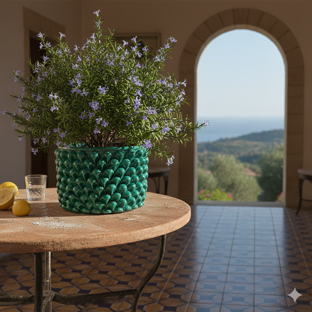 porta vaso in ceramica siciliana