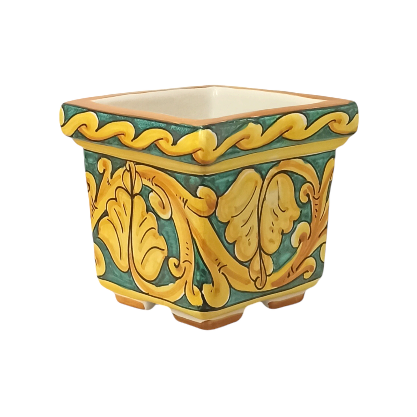 vaso quadrato in ceramica siciliana