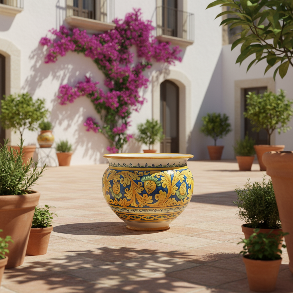 vaso grande colorato ceramica caltagirone