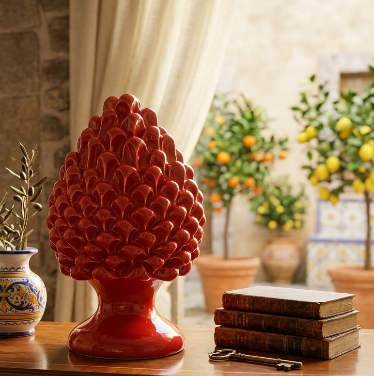 red pine cone made in sicily
