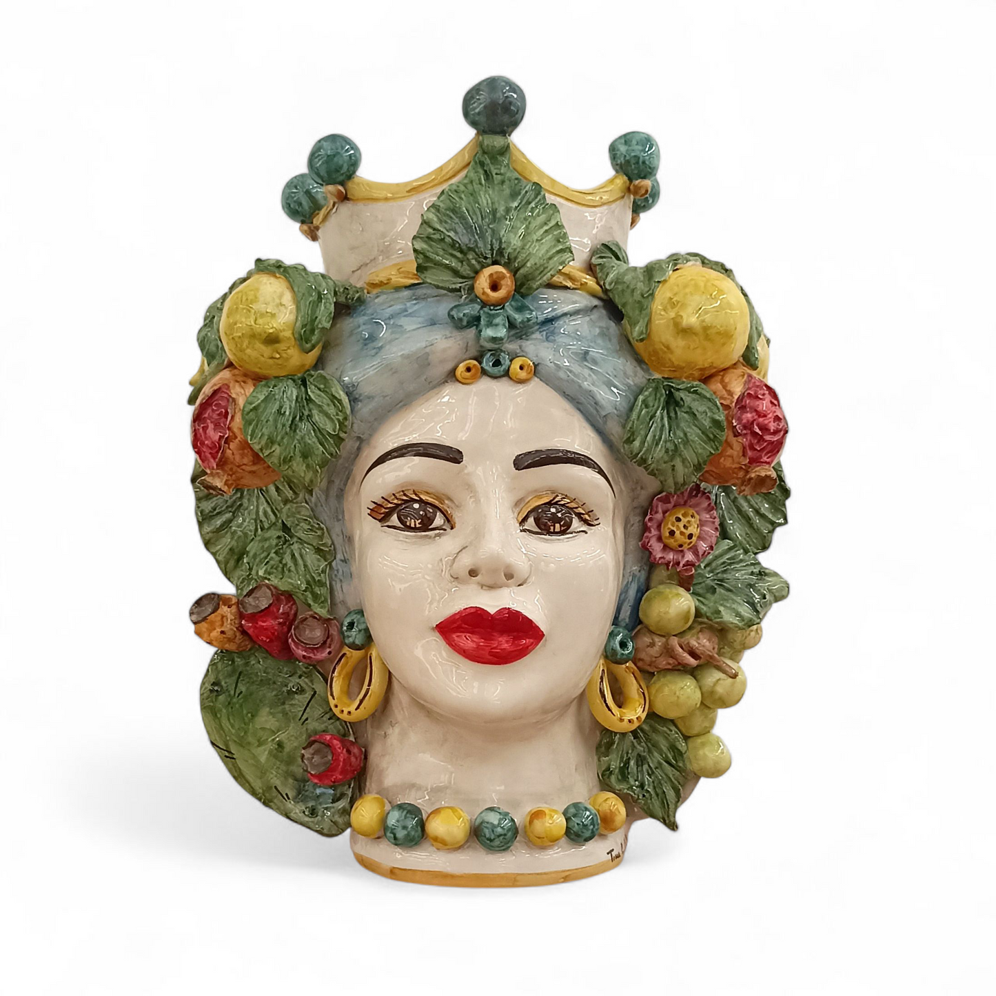 Mascherone 40cm Testa di Moro da Parete in Ceramica Siciliana di Caltagirone