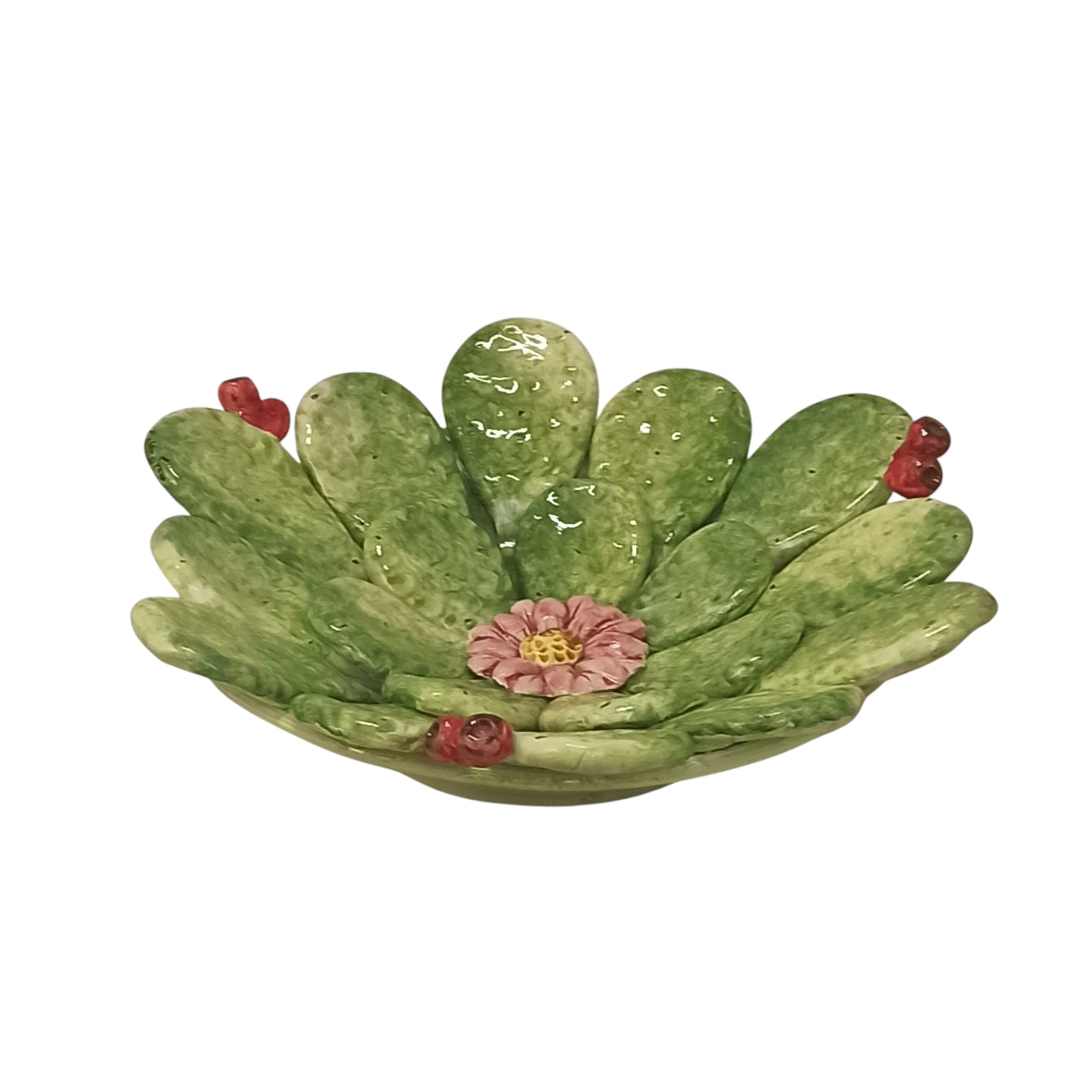 Centrotavola d.30cm Cactus in Ceramica Siciliana di Caltagirone