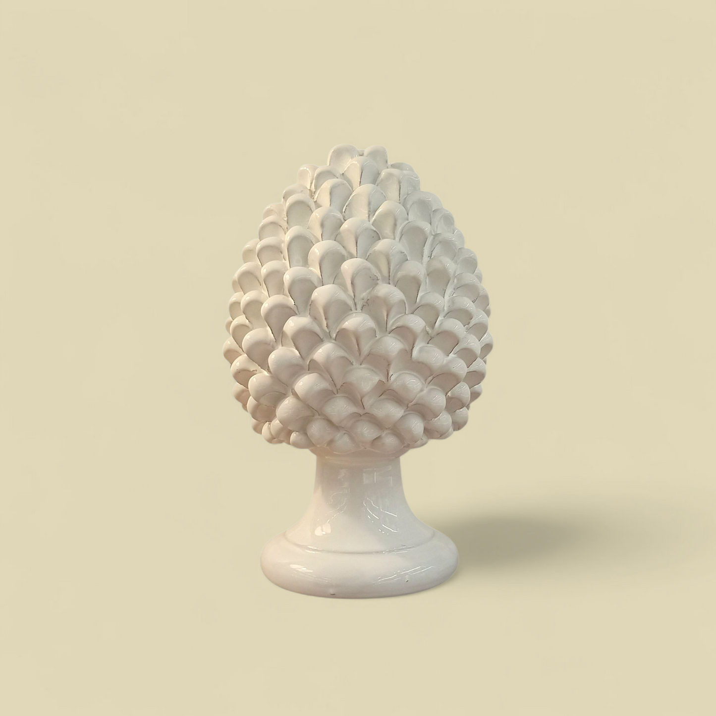 White Sicilian Ceramic Pine Cone - Various Sizes