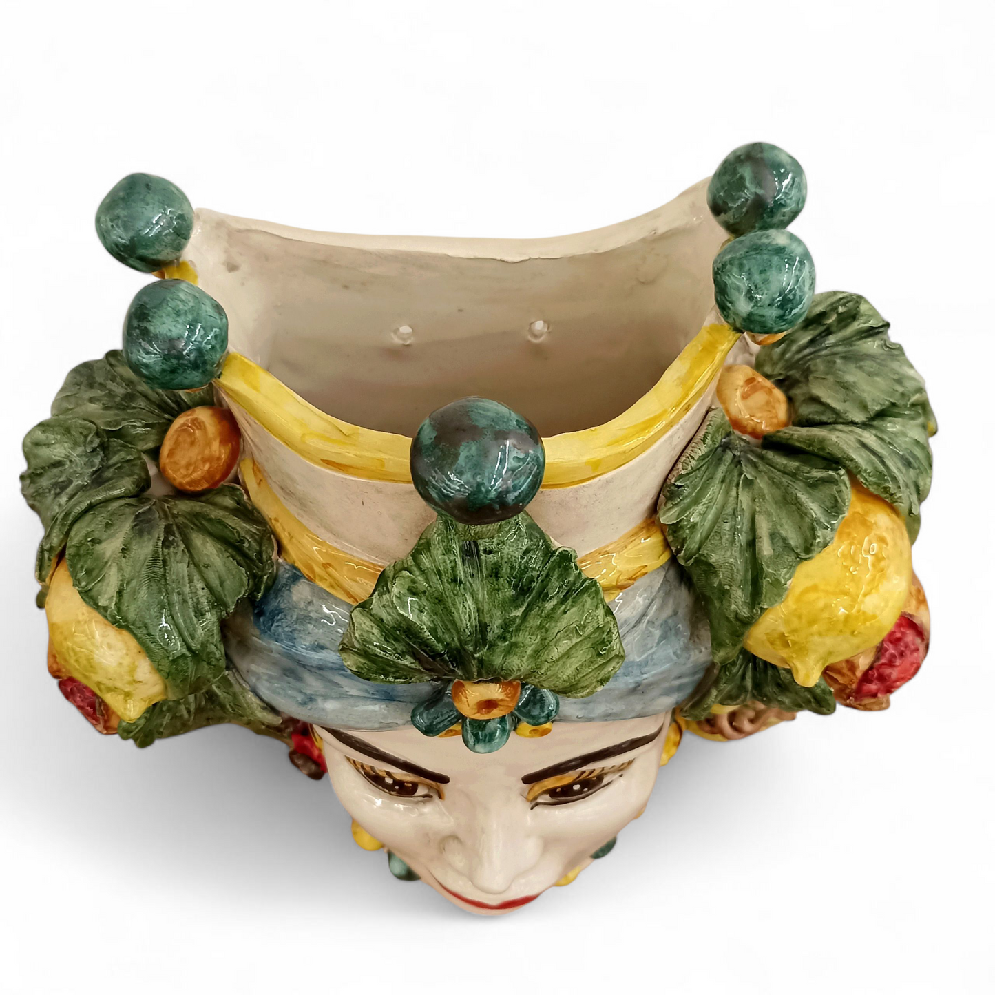 Mascherone 40cm Testa di Moro da Parete in Ceramica Siciliana di Caltagirone