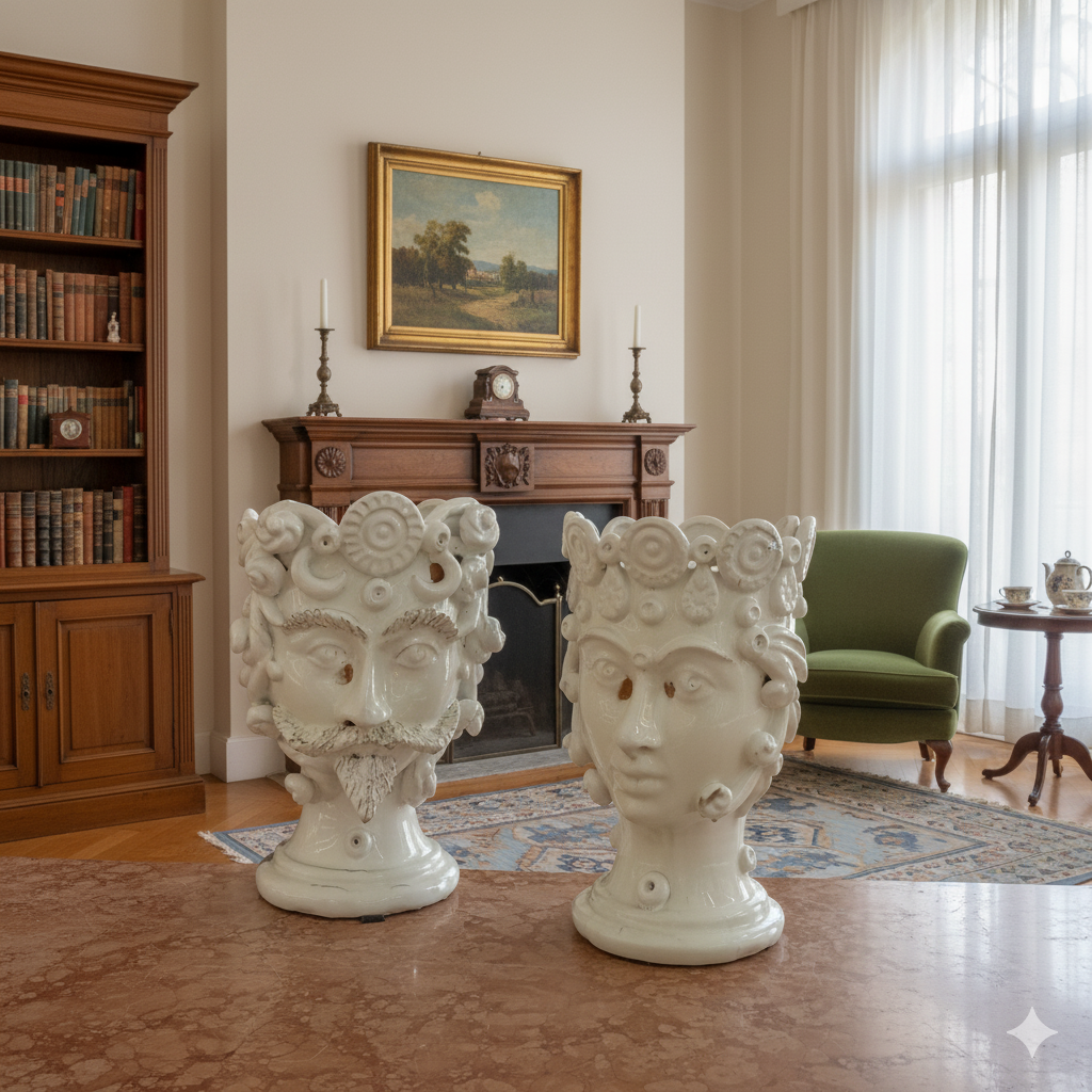 Teste di Moro 33cm in Ceramica Siciliana di Santo Stefano di Camastra