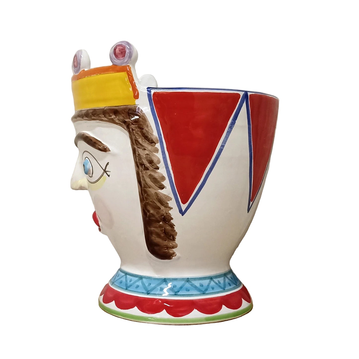 Portapiante Testa Paladino "Regina" 25cm in Ceramica Siciliana