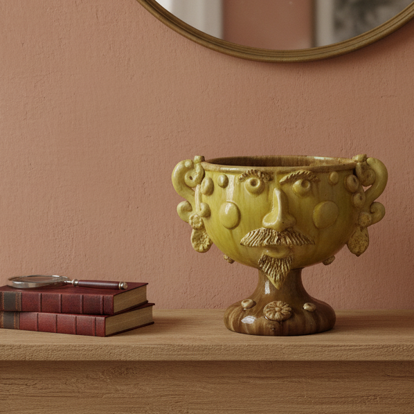 Vaso Portapiante in Ceramica Siciliana di Santo Stefano di Camastra