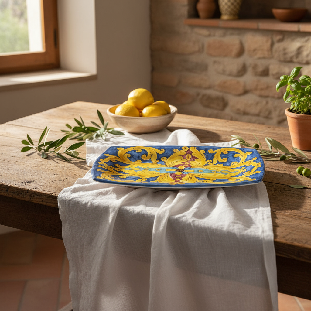 Vassoio Rettangolare 38cm in Ceramica Siciliana di Santo Stefano di Camastra