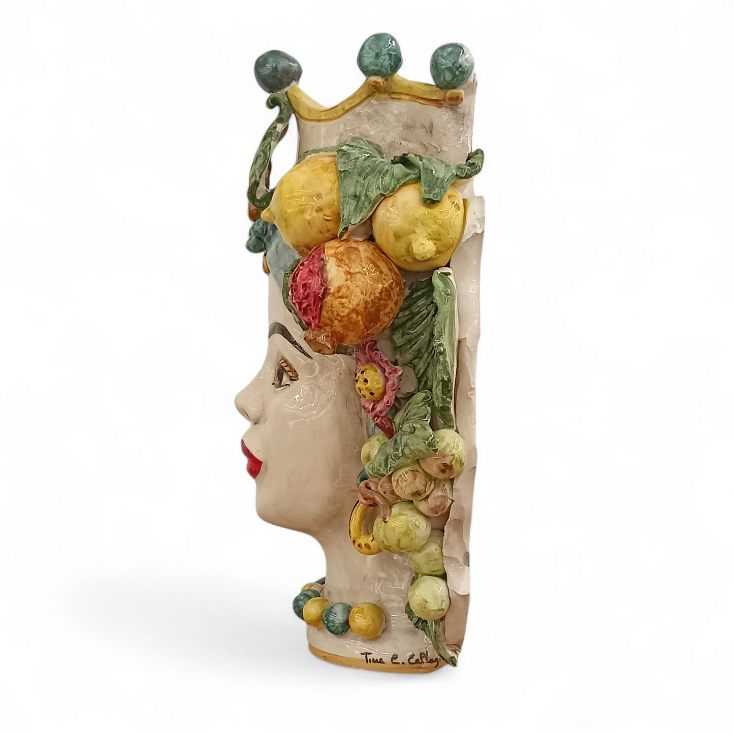 Mascherone 40cm Testa di Moro da Parete in Ceramica Siciliana di Caltagirone