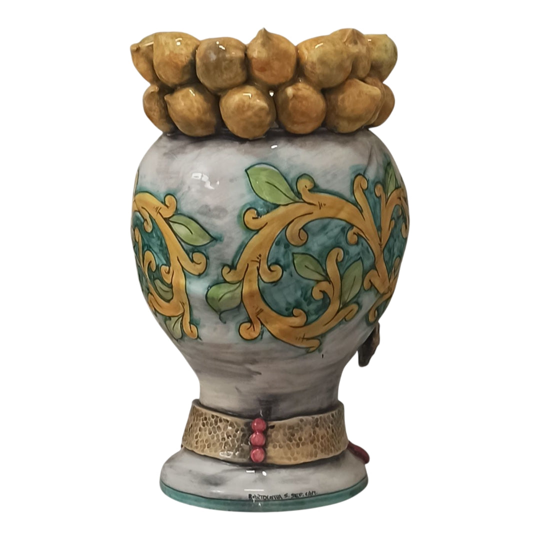 (Copia) Teste di Moro 38cm Limoni in Maiolica Siciliana di Santo Stefano di Camastra