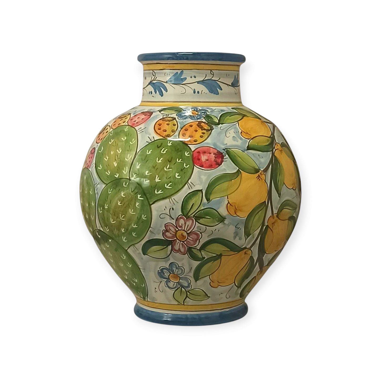 Vaso Porta Fiori h.33cm in Maiolica Siciliana di Santo Stefano di Camastra