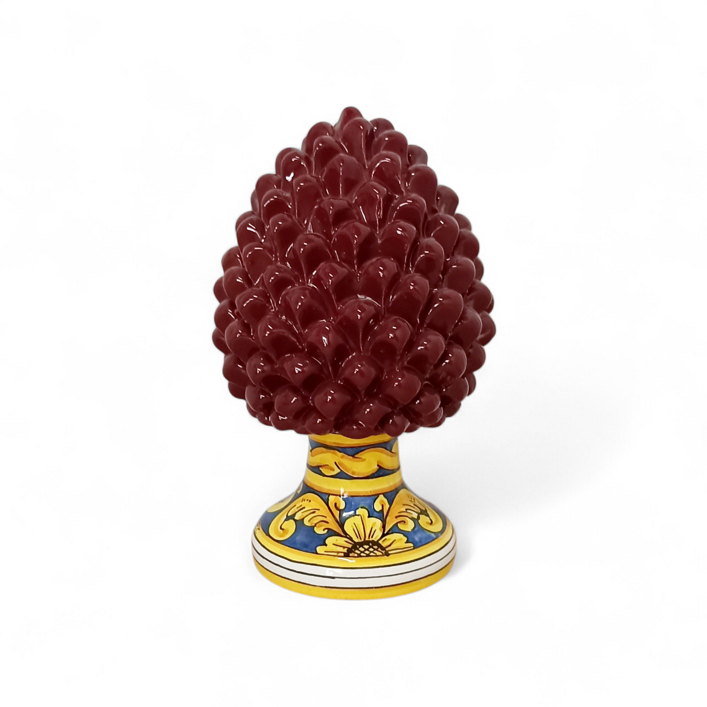 decorated red pine cone in majolica