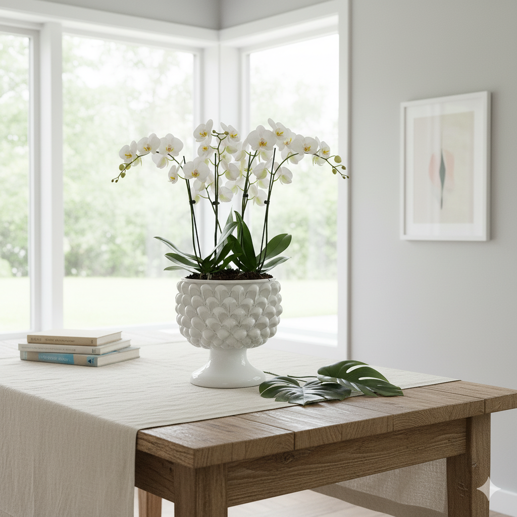 sicilian majolica white vase for plant