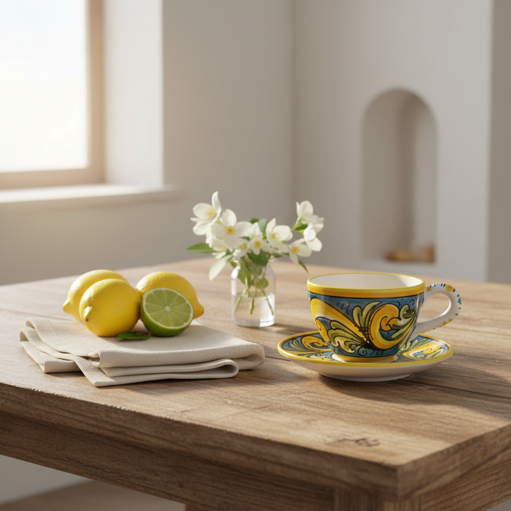 tazze in maiolica decorata