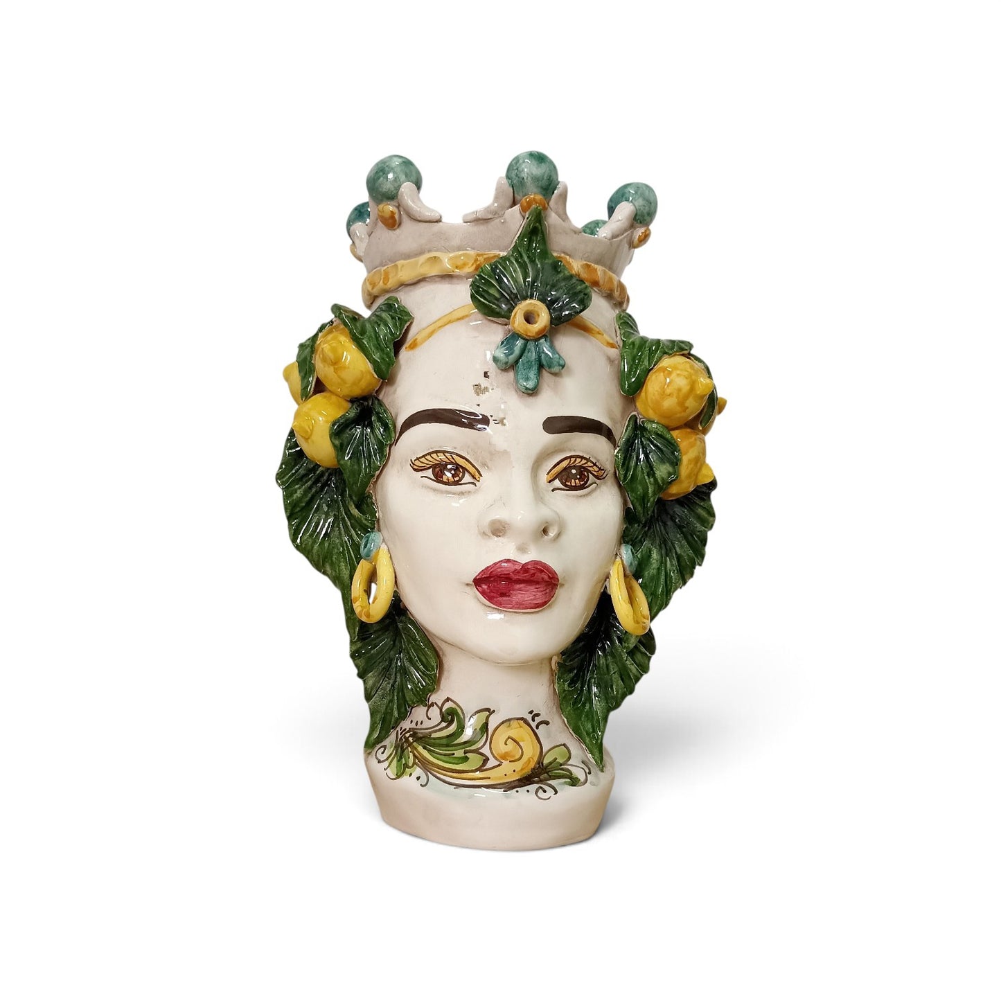 testa di moro con limoni in maiolica di caltagirone